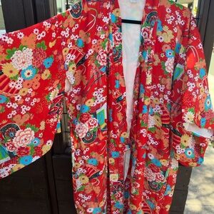Floral Red Kimono Robe